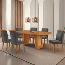 Ver imagem 1 de Mesa de Jantar Carolina Tampo 180cm Mdf Canto Copo e 6 Cadeiras Melissa Moderna Mobilia