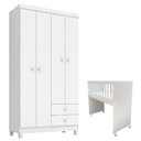 Ver imagem 1 de Mini Berço Moisés Alegria com Colchão e Guarda Roupa Ternura Baby 4 Portas Branco Flex - Incorplac