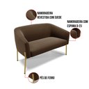 Ver imagem 5 de Sofá Namoradeira e Poltrona Pé de Ferro Dourado Stella Suede Marrom D03 - D'Rossi