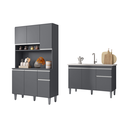 Ver imagem 2 de Balcão de Pia Tatiane 120m  Sem Tampo e Cozinha Kit Márcia Compacta Cinza Ajl