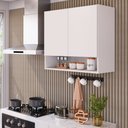 Ver imagem 7 de Armário Aéreo Multiuso Meg 80cm 100%mdf 02 Portas com Nicho Integrado Branco - Desk Design