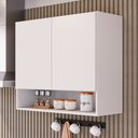 Ver imagem 2 de Armário Aéreo Multiuso Meg 80cm 100%mdf 02 Portas com Nicho Integrado Branco - Desk Design
