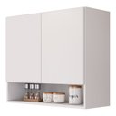 Ver imagem 1 de Armário Aéreo Multiuso Meg 80cm 100%mdf 02 Portas com Nicho Integrado Branco - Desk Design