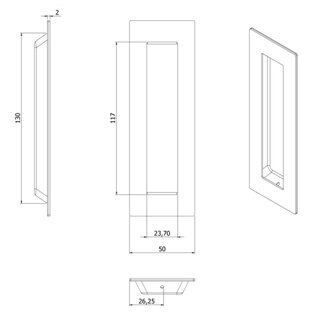 Puxador Porta Embutir Concha Quadrado 15cm Escovado Pado - 3