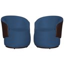 Ver imagem 2 de Kit 2 Poltronas Organica Beatriz Suede Azul Royal C/ Composê Corano Marrom - Lm Decor