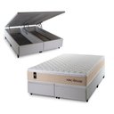 Ver imagem 1 de Cama Box Baú King Alford com Colchão Molas Ensacadas 193x203x73 Bege
