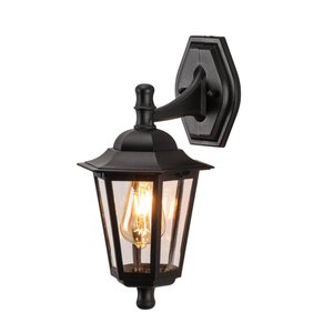 Arandela Colonial Retro Externo E27 Preto Lente Transparente Lup40