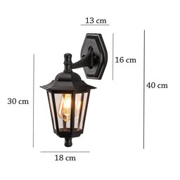 Arandela Colonial Retro Externo E27 Preto Lente Transparente Lup40 - 3