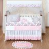 Kit Quarto Bebê Nuvem 13 Peças C/ Tapete e Berço Rosa - 1