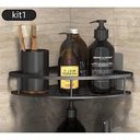 Ver imagem 2 de Kit 2 Prateleiras de Canto em L Multiuso – Alumínio Preto, Resistentes e Fácil Instalação