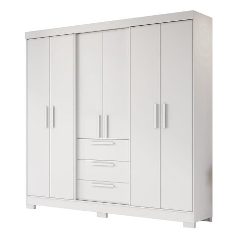 Guarda Roupa Casal 6 Portas 3 Gavetas Branco Nt6030 Notável Móveis