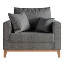 Ver imagem 1 de Poltrona Beny Pés e Base em Madeira Linho Cinza Rr Decor