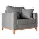 Ver imagem 3 de Poltrona Beny Pés e Base em Madeira Linho Cinza Rr Decor