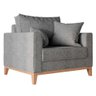 Poltrona Beny Pés e Base em Madeira Linho Cinza Rr Decor - 3