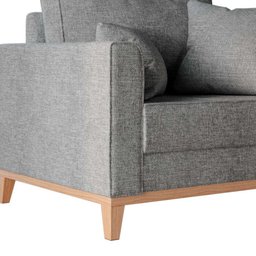 Poltrona Beny Pés e Base em Madeira Linho Cinza Rr Decor - 4