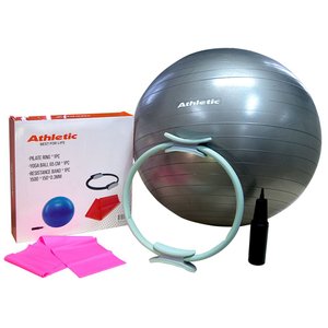 Kit Pilates/Yoga Athletic com Anel de Pilates + Bola de Ginástica 65 cm + Faixa Elástica 15555