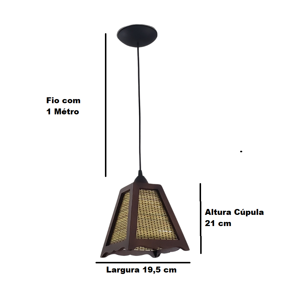 Lustre de Teto Pendente Retrô Rústico Bambu Fibra Natural - 8