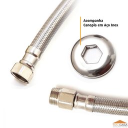 Engate Flexível Inox Trançado Alta Pressão 60 Cm - 3