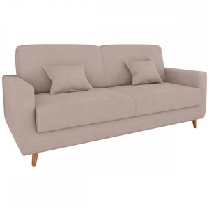 Sofá Cama 3 Lugares Emilia Reclinável Veludo Marrom Claro - Matrix