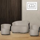 Ver imagem 2 de Kit 1 Namoradeira e 2 Poltronas Orgânica Beatriz Suede Composê Corino Preto - Estopar Suede Bege