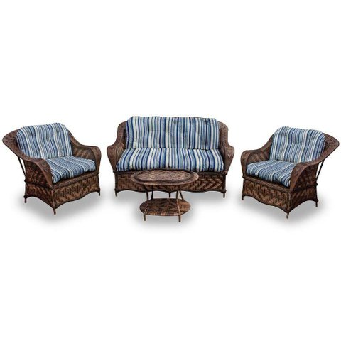 Conjunto de Sofás Fibra Sintética Nairóbi - 1 Sofá 2 L + 2 Poltronas + 1 Mesa Centro - Tecido Alanta