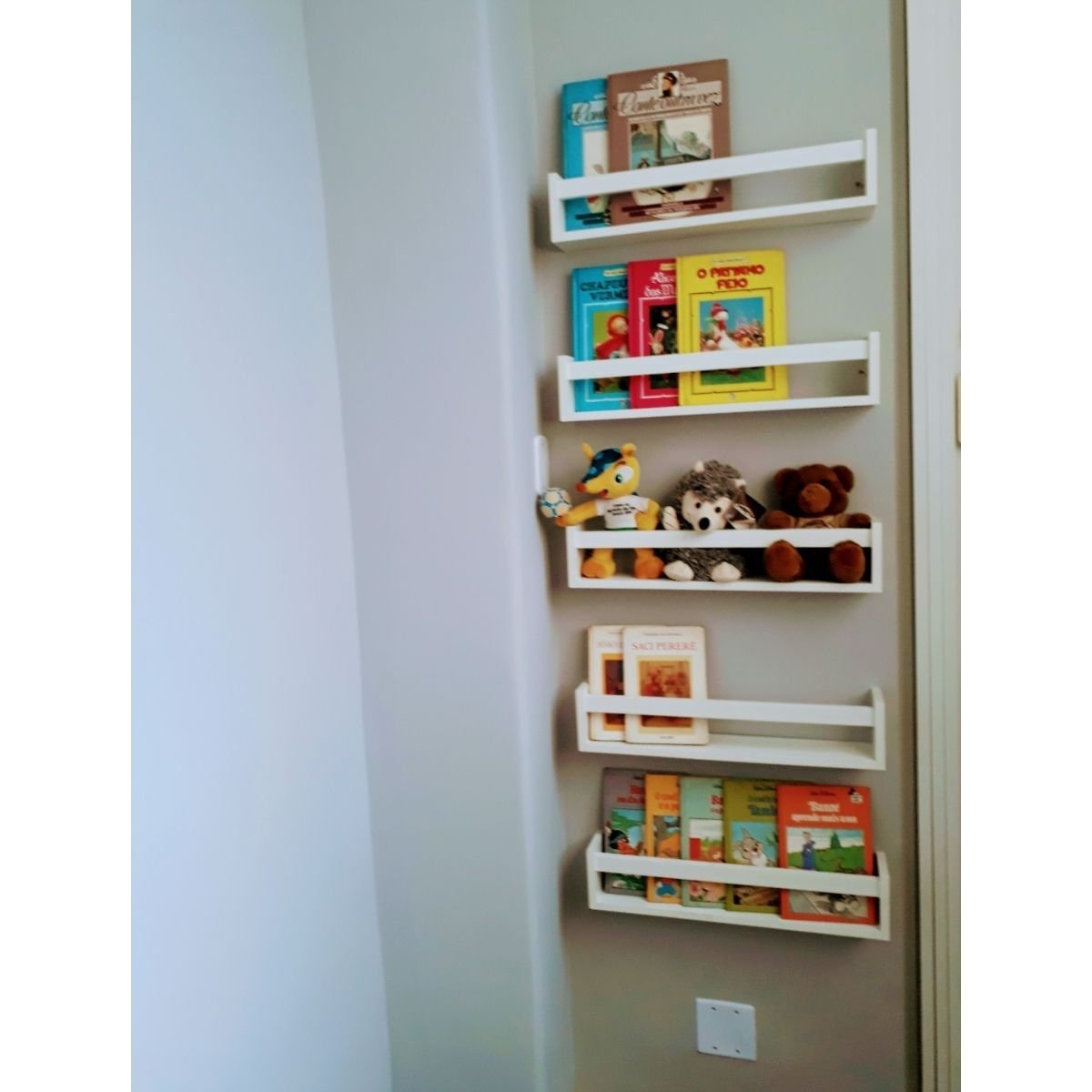Kit Com 5 Nichos Porta Livros De Criança Prateleira Quarto Infantil Sala de Leitura Organizador de B - 3