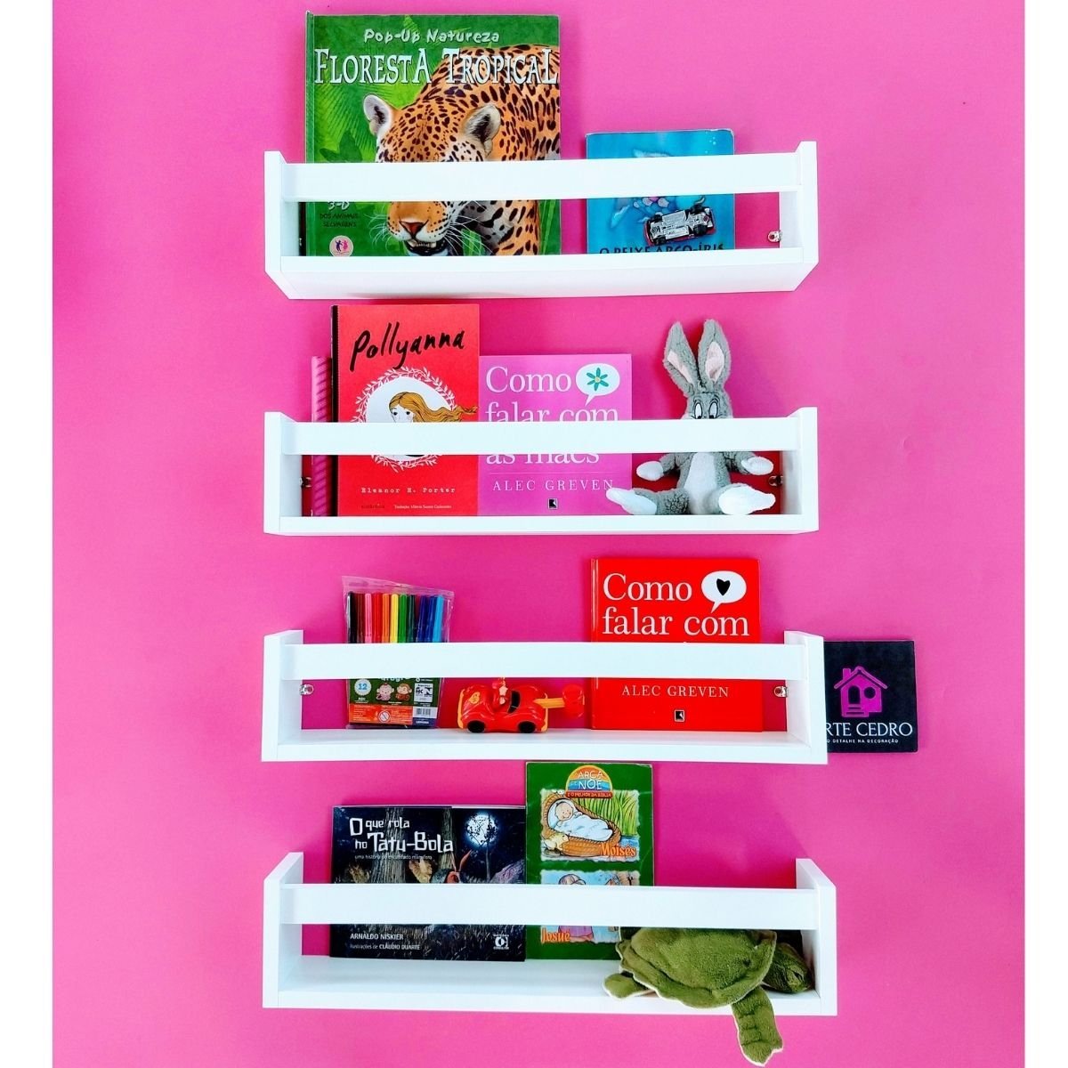 Kit Com 5 Nichos Porta Livros De Criança Prateleira Quarto Infantil Sala de Leitura Organizador de B - 2
