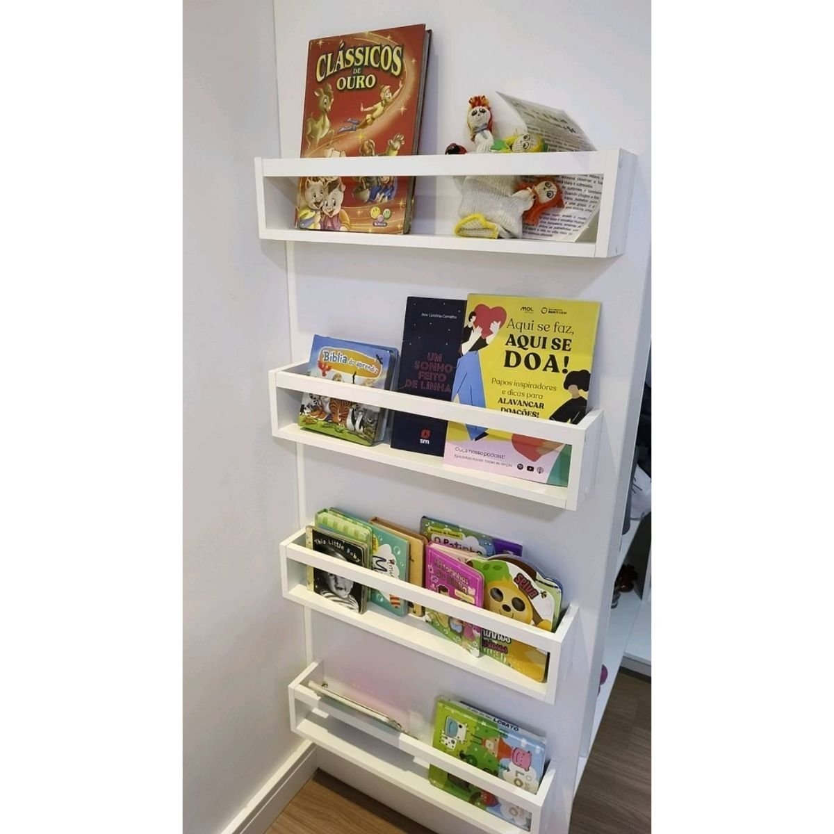 Kit Com 5 Nichos Porta Livros De Criança Prateleira Quarto Infantil Sala de Leitura Organizador de B - 4