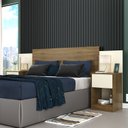 Ver imagem 1 de Cabeceira Extensível com Mesa 2 Gavetas Araucaria Nature/off White - Rodial