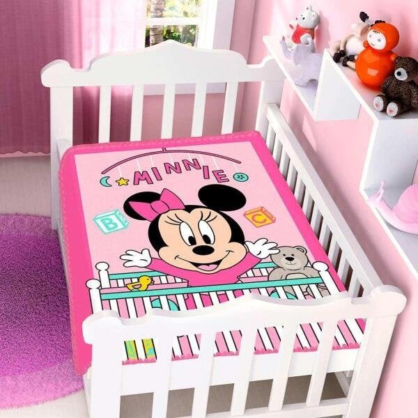 Cobertor Bebê Raschel Disney Minnie 90 x 1,10 Jolitex Antialérgico - 3