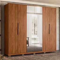 Guarda Roupa Casal Atrice 6 Portas com 2 Espelhos e Pés - Demartêz - 2