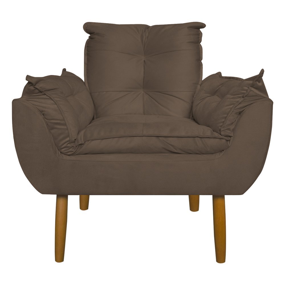 Conjunto Decorativo Poltrona com Puff Opala Suede Cappuccino - Montanaris Decor MD MONTANARIS DECOR - 2