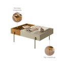Ver imagem 7 de Mesa de Centro Sala de Estar Retangular com Bandeja Integrada Pés em Dourado Leme Bege