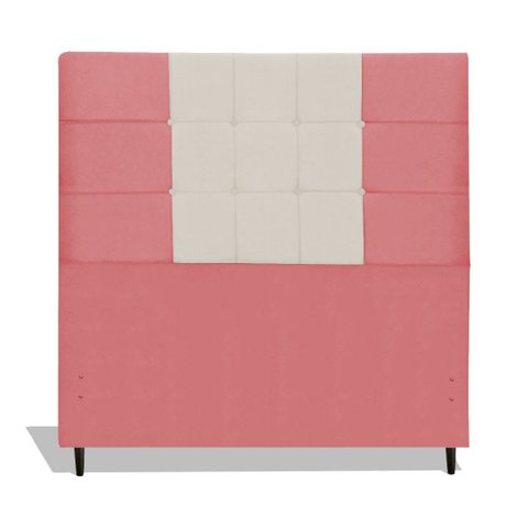 Cabeceira Estofada Box Casal King Size Encosto para Cama Maveric 195x126 Cm Composê Rosa/bege