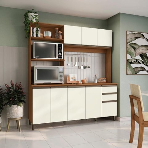 Cozinha Compacta Luna Kappesberg 3 Peças Canela/off White 192,5cm