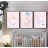 Trio de Quadros Infantil Pink Elefante. - 1