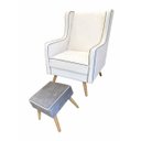 Ver imagem 2 de Poltrona Amamentação e Decoração Retrô Off White com Puff Cinza