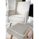 Ver imagem 1 de Poltrona Amamentação e Decoração Retrô Off White com Puff Cinza