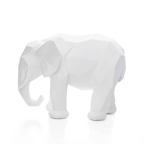 Escultura Elefante em Poliresina Branco 21x26 cm - D’Rossi