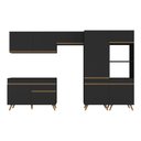 Ver imagem 5 de Armário Cozinha Modulada Completa 314cm com Balcão Veneza Multimóveis Mp3758 Preto/dourado