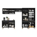 Ver imagem 4 de Armário Cozinha Modulada Completa 314cm com Balcão Veneza Multimóveis Mp3758 Preto/dourado