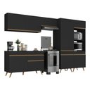 Ver imagem 2 de Armário Cozinha Modulada Completa 314cm com Balcão Veneza Multimóveis Mp3758 Preto/dourado
