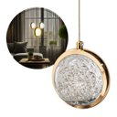 Ver imagem 1 de Pendente Lustre Globo Dourado C/ Led Multicor Moderno Lus-10 St3136