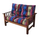 Ver imagem 2 de Sofá Banco Namoradeira Colinial Cancún 2 Lugares de Madeira Banco Super Resistente Estofado Colorido