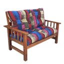 Ver imagem 4 de Sofá Banco Namoradeira Colinial Cancún 2 Lugares de Madeira Banco Super Resistente Estofado Colorido