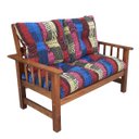 Ver imagem 1 de Sofá Banco Namoradeira Colinial Cancún 2 Lugares de Madeira Banco Super Resistente Estofado Colorido