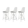 Kit 3 Banquetas Bistrô Alta Eames Eiffel Branca Base Ferro Branco - 1