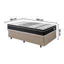 Ver imagem 2 de Cama Box com Baú Solteiro 88x188 com Colchão Gran Sleep Molas Verticoil Ecoflex Courino Linho