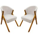 Ver imagem 1 de Kit 2 Poltronas Decorativa para Sala You Bouclê Premium Braça Amadeirada Bege Bouclé