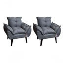 Ver imagem 4 de Kit 02 Poltrona Decorativa Opala Grafite Linho Smf Decor